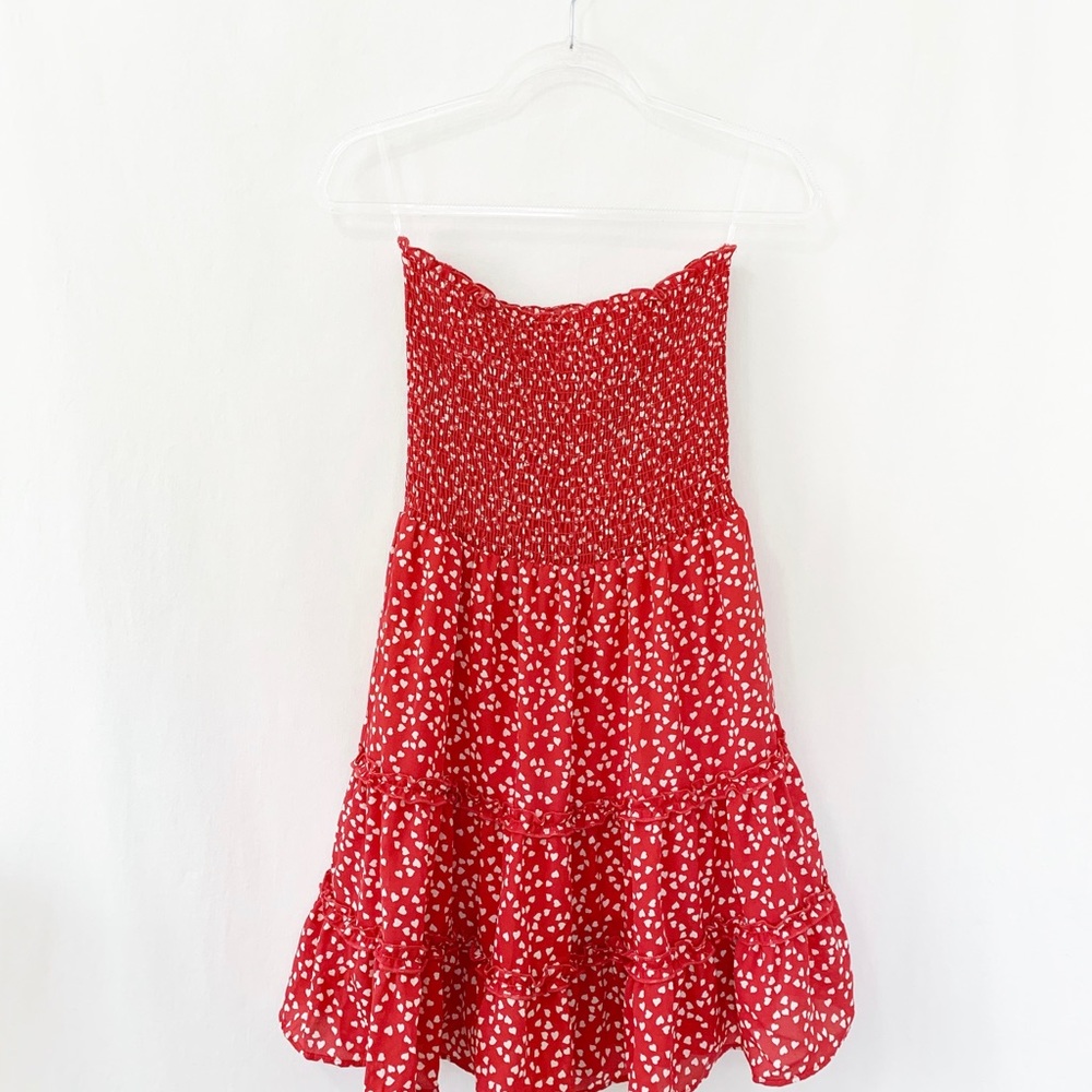 ✨HP✨ Smocked Mini Summer Dress Red Heart - Picture 3 of 6
